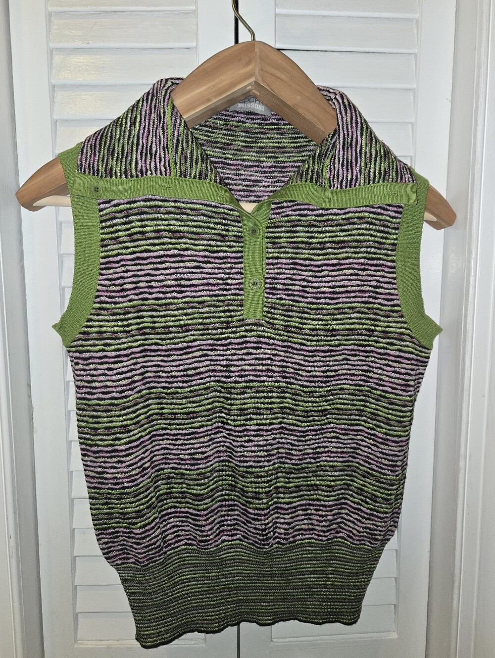 ​Vintage MISSONI SPORT Italy Wave Knit Sleeveless Polo Top (IT 50 / US L-XL)
